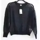 UNIQ Sweater Top Womens S/M Black Sheer Mesh Oversized Activewear Shirt Goth Y2K
