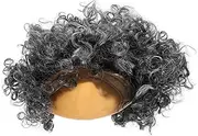 Ipetboom Grey Curly Bald Wig for Men Realistic Scalp Design Comedic Halloween Costume Accessory for Parties and Cosplay Events Hairpiece with Bald Cap