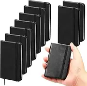 Qeeenar 10 Pcs Hardcover Leather Pocket Notebook 4 x 2.5 Inch Small Notebook 50 Sheets Hardcover Mini Notepad Tiny Lined Journal for Office Home School Writing Supplies (Black)