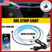 2x 23.6" Headlight APP Control RGB Slim LED Flexible DRL Turn Signal Strip Lamp