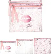 EXPRESSIONS 3pc Cosmetic Pouch Set - Premium Water-Resistant, Reusable, Travel-Friendly Makeup Organize Bag Set, Rose Gold