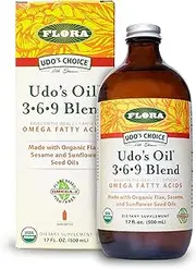Udo's Choice Oil Triple Omega 3-6-9 Blend, 17oz - Non-GMO & Gluten Free - Organic Fatty Acid Supplement - Supports Immune System, Digestion, Joint Functions- for Skin, Cellular & Cardiovascular Health