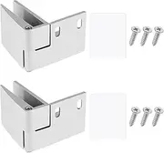 ECSiNG 2 Sets of Glass Door Hinge Embedded Side Mounted Glass Door Hinge Display Cabinet Door Wine Cabinet Door Hinge Replacement Parts with Mounting Screws and Pads, Silver