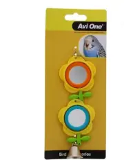Bird Toy Double Buttercup Mirror Aviary Toy Health Interactive Cage Ornament