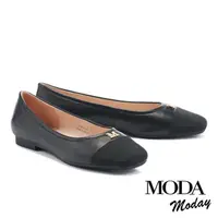 在飛比找momo購物網優惠-【MODA Moday】經典日常M字羊皮方頭娃娃平底鞋(黑)