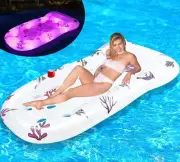 Inflatable Pool Floats Lounger with Color Changing Lights,Solar Powered Pool ...