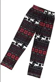 Size Small Girls Deer & Snowflake Polyester Spandex Comfort Elastic Leggings