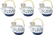 Set of 5, Goth Roll Arabesque No. 4 Earthpot, 6.8 x 5.2 x 4.3 inches (17.3 x 13.2 x 11 cm), 720cc | Setomonohonpo Dobin, Made in China