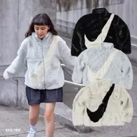 在飛比找蝦皮商城優惠-NIKE W FUR JACKET 黑色 白色 寶寶藍 毛毛