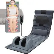 Back Massager, Heated Massage Seat Cushion, Nine-Level Intensity Adjustment, 10/20/30 Minute Timer, 10 Vibration Motors, Leg and Foot Kneading, Foldable, Suitable for Home and Office Use