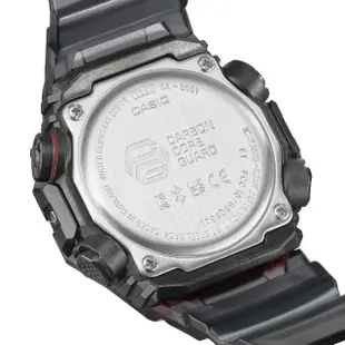 【CASIO 卡西歐】G-SHOCK 藍牙 碳纖維核心防護 半透明 電競黑紅 46mm(GA-B001G-1A)