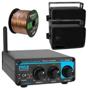 Pyle PDA20BT Bluetooth Stereo Power Amplifier, 2x 3.5'' Black Box Speakers, Wire
