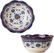 Soup Bowls, Colorful Ceramic Ramen Bowls Set of 2, 6inch Porcelain Soup Bowls Oven Safe, Small Microwave Rice Bowls, Retro Tableware.-tulip-650ml 23oz (Color : Blue Sorrel, Size : 650ml 23oz)