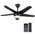44" Black Ceiling Fan with Lights - Low Profile Ceiling Fans with 5 Reversibl...