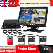 7" Monitor 360 View 1080P 4ch DVR Video Recorder Front Rear Camera For Truck Rv