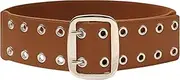 [Kajeer] Double Grommet Belt Women - PU Leather Wide Elastic Waist Belt for Women Cinch Punk Belts