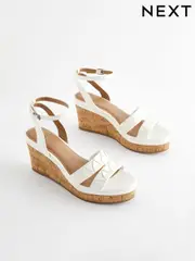 White Standard/Wide Fit Forever Comfort® Double Strap Wedges (156113) | $73