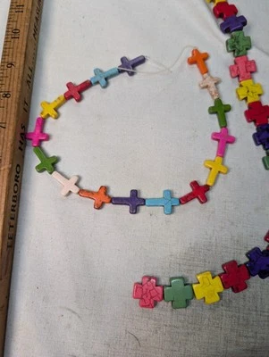 Synthetic Howlite Cross Beads - Mixed Color - Two Styles - Ships Free From USA