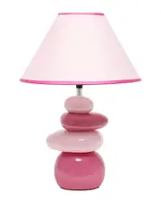 Lalia Home Priva 17.25in Contemporary Ceramic Stacking Stones Table Desk Lamp