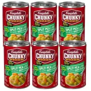 Campbell's Chunky Soup SPLIT PEA & HAM W Natural SMOKE Flavor (6 Cans) Ready Srv