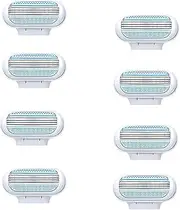 Set of 8 Women's Razor Blades, Refill Pack for Women's Razors, 3-Blade Razor by Protective Cushion, Surrounded Blade, Skin-Friendly Razor Blades for a Longer Lasting Smooth Shaving (8 Pieces), black,