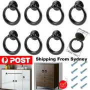 8/16 Black Ring Pull Handle Cabinet Knob Drawer Dresser Cupboard Drop Zinc Alloy