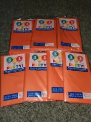 54" x 108" Tablecloth Rectangle Birthday Plastic Table Cover ORANGE Lot Of 7