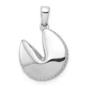 14k White Gold 1/8ct. Real Diamond Fortune Cookie Pendant