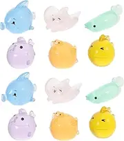 OSOLADY 12pcs Mini Resin Ocean Animals Cute Marine Creature Ornaments Glow in The Dark Aquarium Fish Tank Decorations