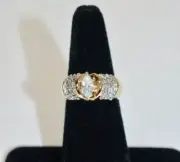 0.75 ct Round Diamond Accent 14K Y/G Engagement Ring Marquise Center Size 7