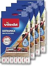 Vileda Ultramax Floor Mop Replacement Covers, Mop Cover Ultramat_Ultramax Made of Microfibre, for All Hard Floors, Washing Machines, Pack of 4, Eco Packaging