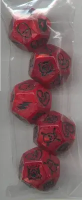 BattleDice - Pearl Red w/black - 5 D12