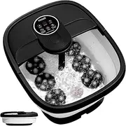 KNQZE Electric Motorized Foot Spa with Heat, Bubble Massage, Remote Control, 24 Shiatsu Massage Balls for Stress Relief and Pedicure (Black)