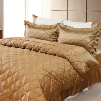 在飛比找momo購物網優惠-【LAMINA】雙色亮面精梳棉六件式床罩組-可可咖(加大)