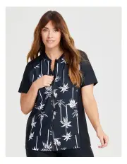[Taking Shape] Palm Trees Rash Vest in Black/White