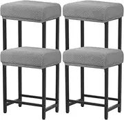 Levoberg Bar Stool Cover Rectangle Stretch Counter Height Barstool Slipcovers Rectangular Vanity Stool Cover Kitchen Counter Saddle Seat Cover for Wooden Metal Bench Set of 4 Light Gray