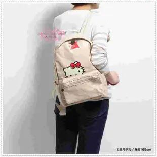 ♥小花花日本精品♥Hello Kitty Hallmark聯名後背包手提包 米色大臉紅色緞帶10013007