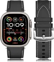 T Tersely Leather Band for Apple Watch Series 10/9/Ultra 2 42mm 44mm 45mm Women Men, Genuine Cowhide Leather Adjustable Replacement Wristband iWatch Strap/Bands for Apple Watch SE 8 7 6 5 4 3 2 1