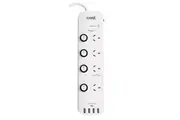 Crest 4-Socket 1.2m Power Board Surge Protected Outlets w 4x USB Ports White