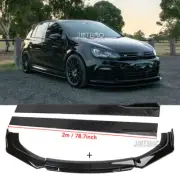 Gloss Black Front Bumper Lip Splitter+ Side Skirt For VW Golf MK7.5 MK7 GTI GTD (for: Volkswagen)