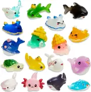 17 Pcs Miniature Ocean Themed Resin Axolotl Marine Animals Figurines Aquarium