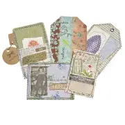5 Handmade Bookmark Junk Journal Tags Sewn Vintage Style Scrapbook u C