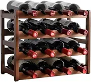 9SHOME 4 Tiers Bamboo Wine Rack, Wooden 16-Bottle Display Wine Bottle Storage Holder, Freestanding Bottle Bar for Home Kitchen Cabinet
