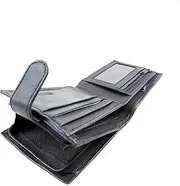 [Woodland Leathers] Woodland Leather Mens Wallet, Genuine Leather RFID Blocking Credit Card Wallet with Zip Coin Pocket, Bank Note Compartment and Id Card Holder Pouch. s Thin Card Wallet with Gift Box, Black, Minimalist