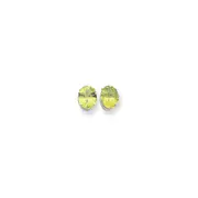 14k White Gold 10x8mm Oval Peridot Checker Earrings