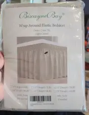 Biscayne Bay Bed Skirt Wrap Around Elastic Twin/Twin XL Light Camel 15 Inch Drop