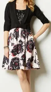 Eva Franco Cropped Ponte Black Tie Dress Topper Size X-Small NW ANTHROPOLOGIE Ta