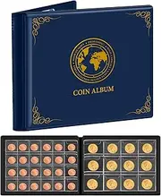 Againmore Coin Collection Supplies for Collectors, 300 Pockets Coins Collecting Folder Album with PVC Free Sleeves for 20/25/ 27/30/ 38/ 46mm. Coin Book Holder Storage Organizer Case-Blue