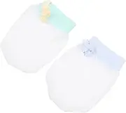 [Ipetboom] 2Pairs Newborn Scratch Ice Silk Mittens Hand Protectors for Boy Girl Breathable Skin Friendly Colors for Preventing Scratches