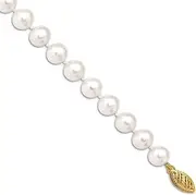 [JewelryWeb] 14k Yellow Gold Pearl clasp 7 7.5mm White Freshwater Onion-Freshwater Cultured-Pearl Bracelet Link-Bracelet for Women